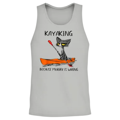 Kayaking Because Murder Is Wrong Cat Kayaking Unisex Tank Top - Ash