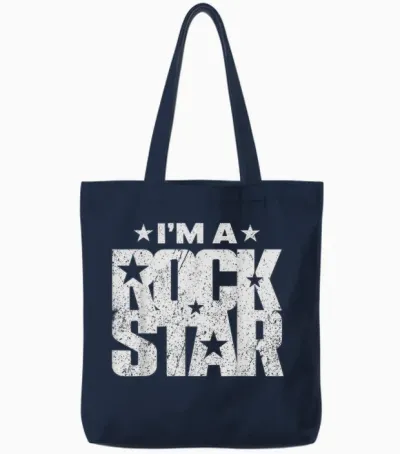 T-Shirt Rock'n Roll Rockstar I'm a Rock Star Tote Bags - Navy