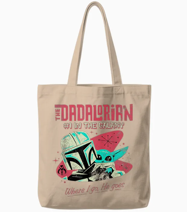 Star Wars #1 Dad Retro Dadalorian Where I Go Tote Bags in Natural