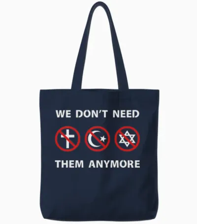 We Don't Need Religion Anymore Tote Bags - Navy