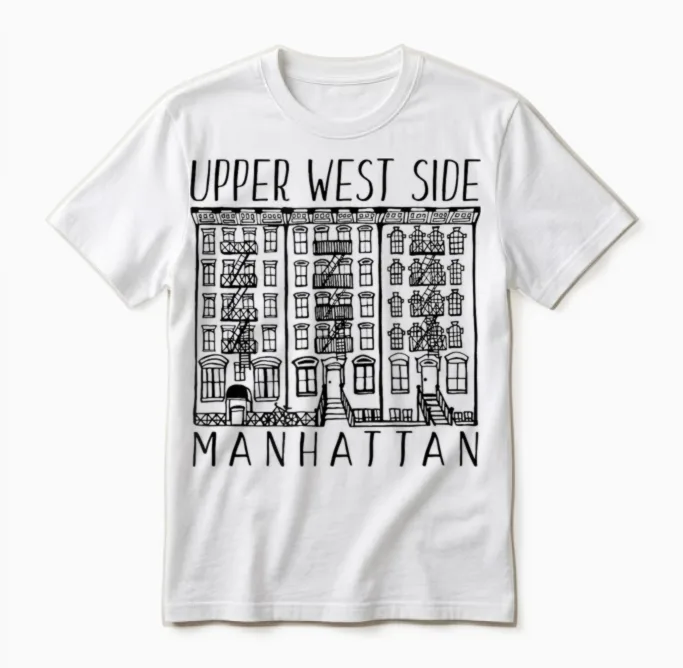Upper West Side Manhattan New York T-Shirt, White, S Unisex T-Shirt in White
