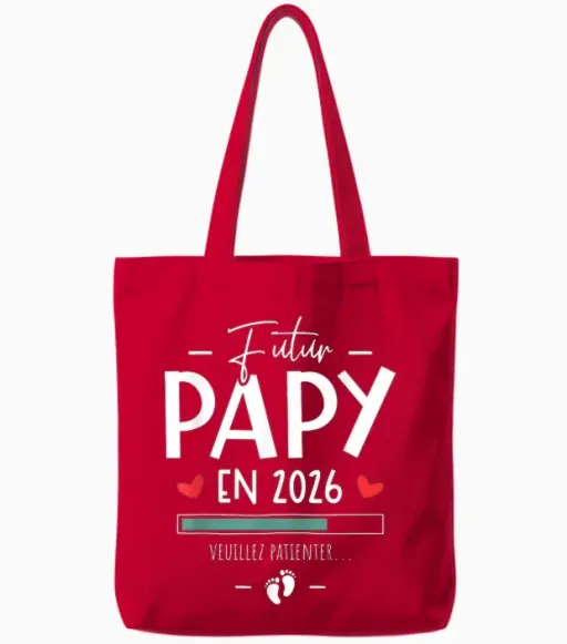 Future Grandpa in 2026 - Announcement Pregnancy Baby to the Family Tote Bags - Red