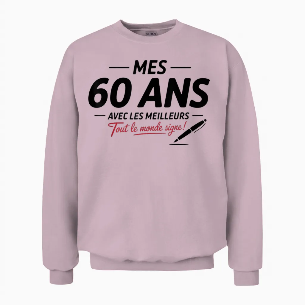 60th Birthday Man Woman 60 Years 1965 Funny Gift Unisex Sweatshirt in Light Pink