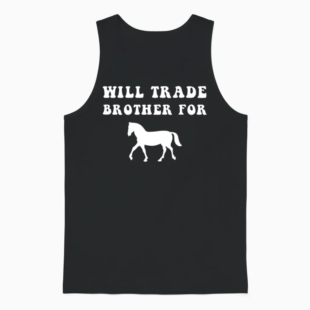 Funny Horse Animal, Horse Lover, Brother Gifts Unisex Tank Top in Black