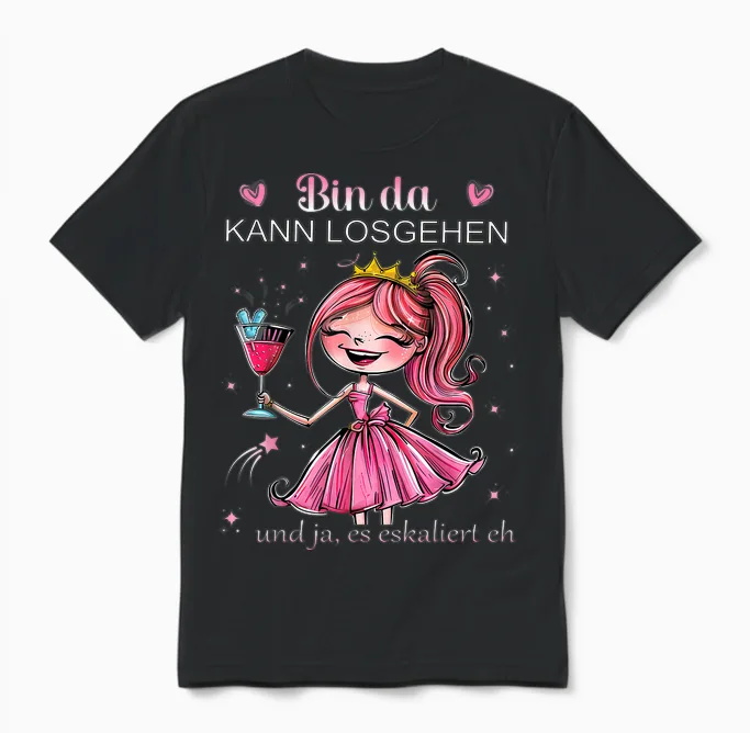 Women's Princess Bin Da Kann Losgehen Es Escaliert Eh Costume T-Shirt, Black Unisex T-Shirt in Black