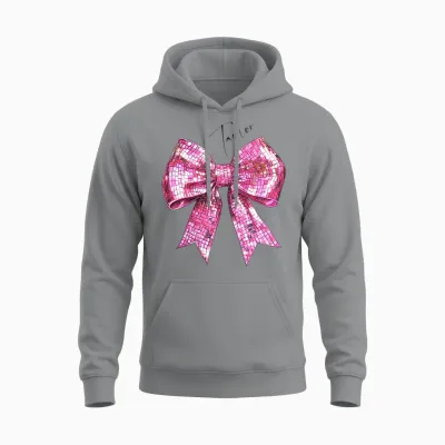 Bow Ball Disco Pink T-Shirt, White, Female X-Small Unisex Hoodie - Sport Grey