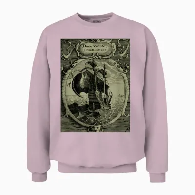 Latin Currency Virtute Duce Comite Fortuna Ship Unisex Sweatshirt - Light Pink