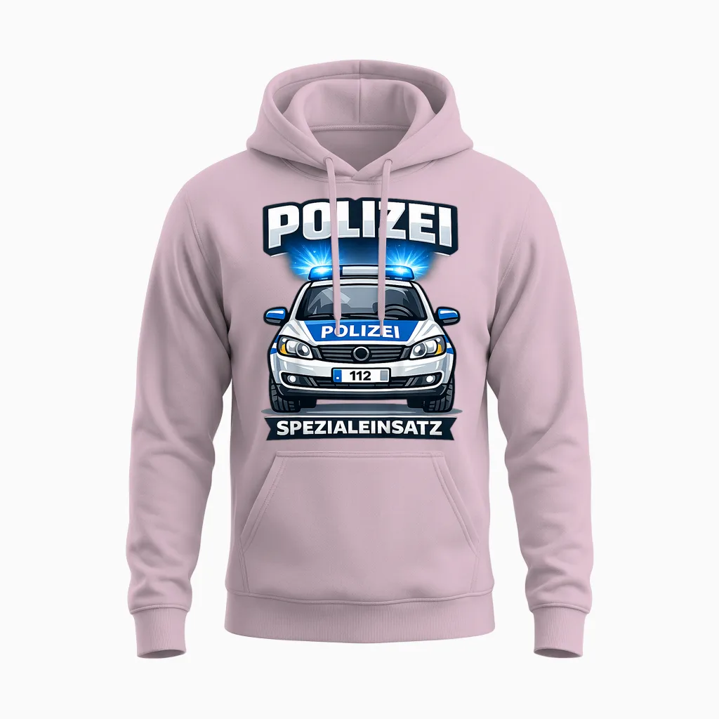 Kinder Polizei Spezialeinsatz Junge Polizeiauto 112 Unisex Hoodie in Light Pink