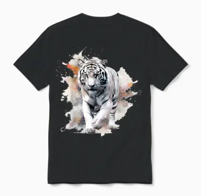 White Tiger Lover Kunstwerk | Tiermotiv Tiger Unisex T-Shirt - Black