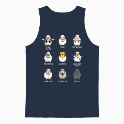 Funny Sheep Word Game Sheep Unsheep Sheep Herd Funny T-Shirt, Black Unisex Tank Top - Navy