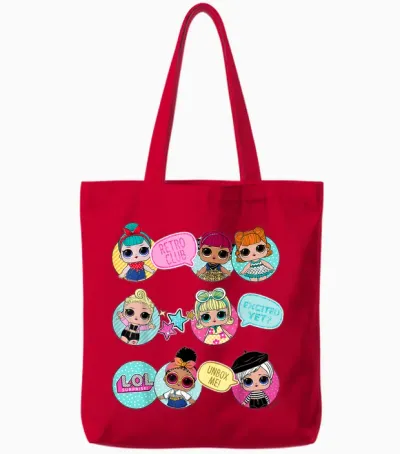 L.o.l. Surprise! Retro Club Aufgeregt, Doch Nicht? Unbox Me! T-Shirt, Blue Tote Bags - Red