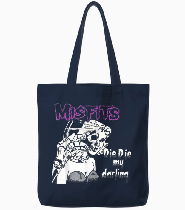 Misfits the My Darling T-Shirt, Black Tote Bags in Navy