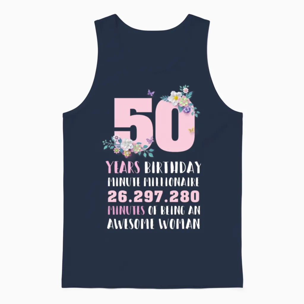 50th Birthday Gift Vintage Women Unisex Tank Top in Navy