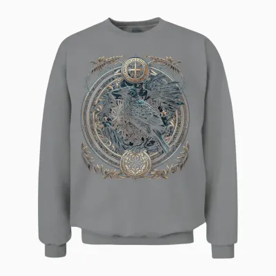Odins Raven Viking Valhalla Viking Mythology T-Shirt, Black Unisex Sweatshirt - Sport Grey