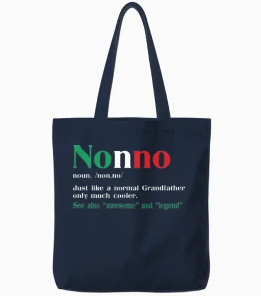 Italian Grandfather Nonno Tote Bags - Navy