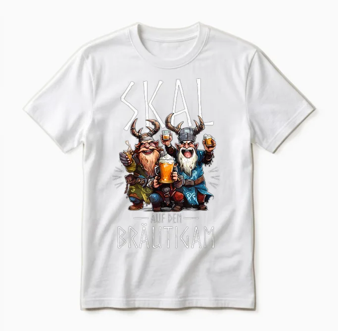 Jga Vikings Skal Auf Den Bräutigam Wikinger Schwarz Unisex T-Shirt in White
