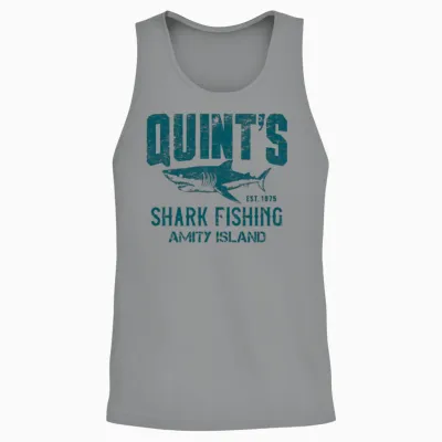 Quint's Shark Fishing T-Shirt - Amity Island Jaws Unisex Tank Top - Sport Grey