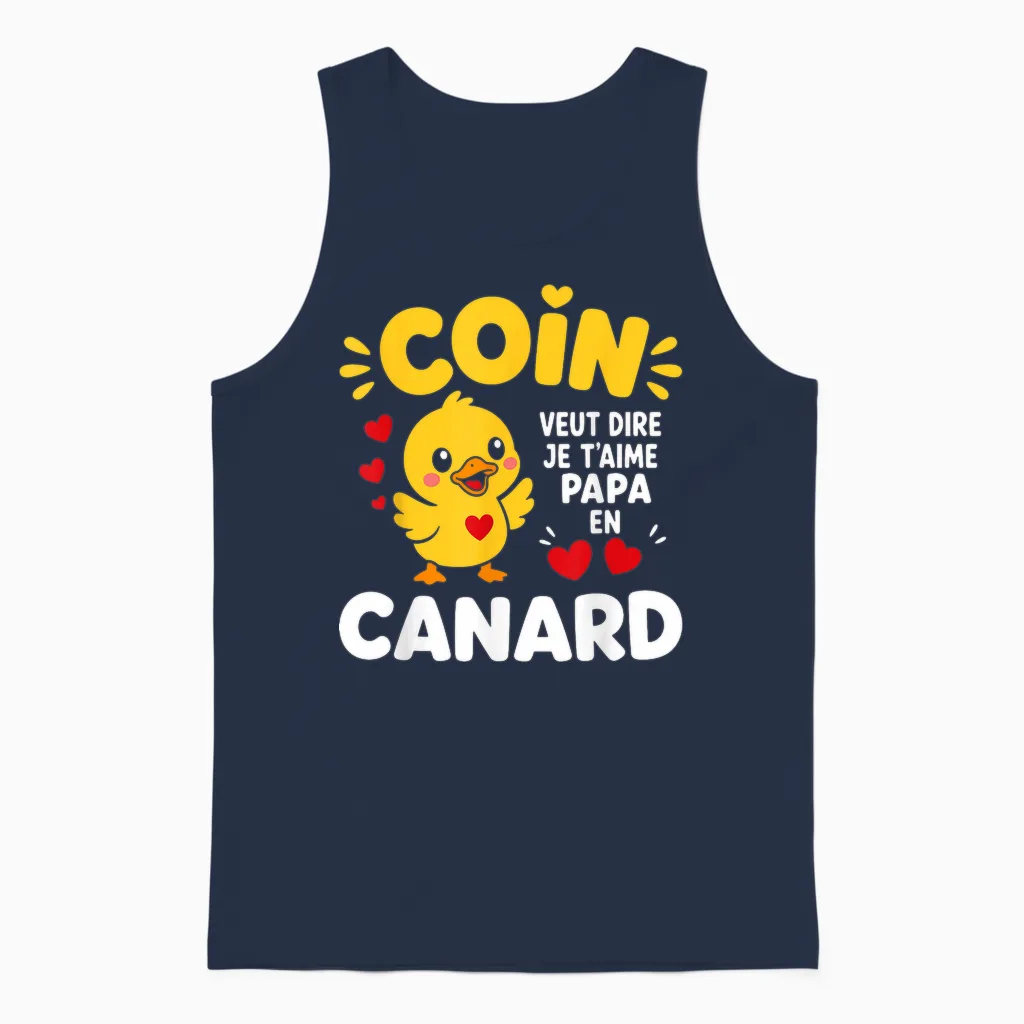 Enfant Coin FĂȘte Des PĂšres Humour Canard Je T'aime Papa Unisex Tank Top in Navy