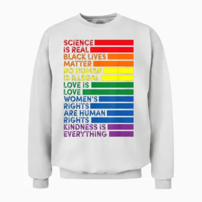 Lgbt Pride Flag Rainbow Lesbian Transgender Homo T-Shirt, Black, S Unisex Sweatshirt - White