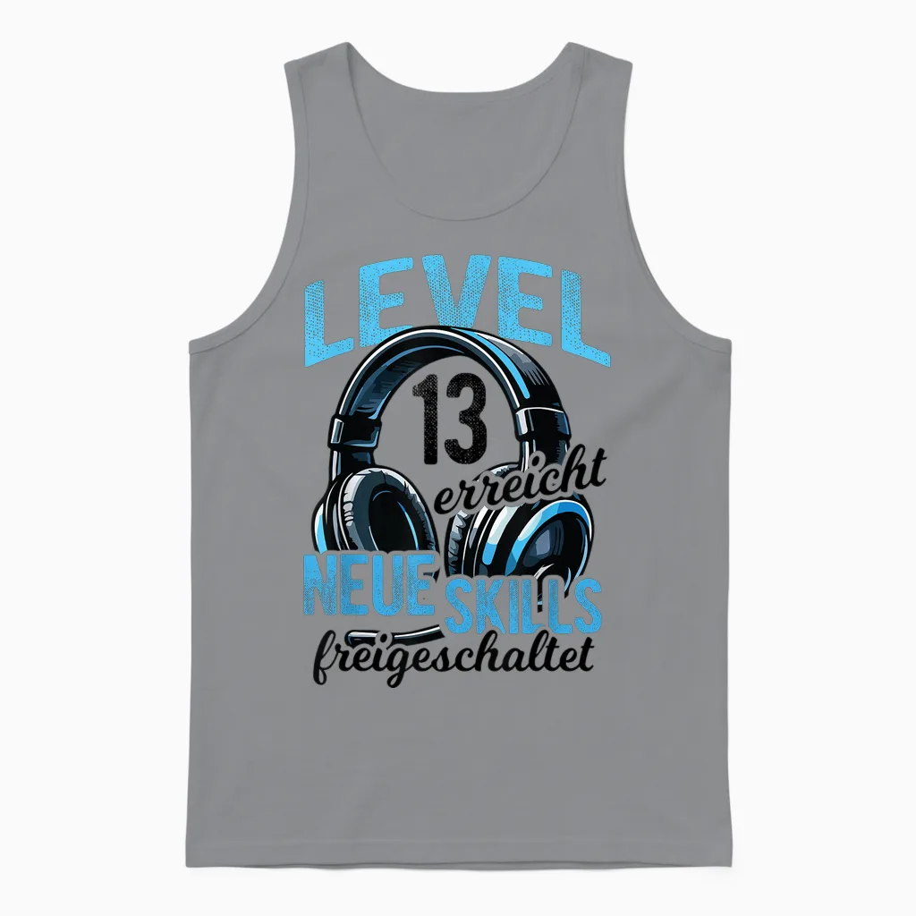 13. Geburtstag Jungen Video Gamer Level 13 Erreicht Junge Unisex Tank Top in Sport Grey