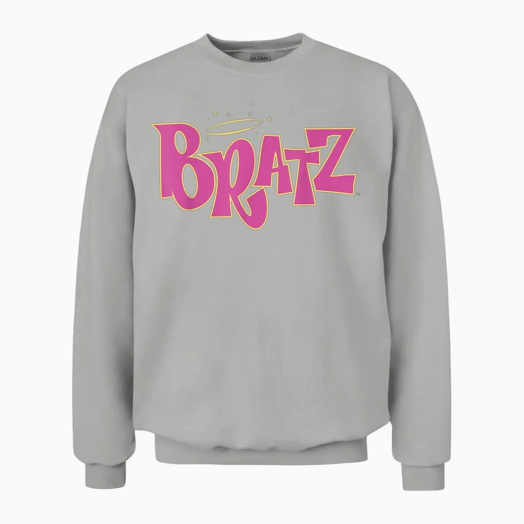 Bratz Yellow Pink Angel Logo Unisex Sweatshirt in Ash