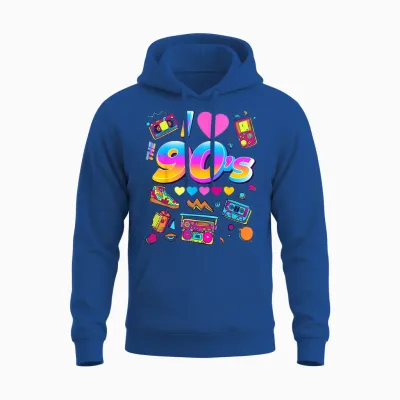 Cool 90's Music Party, 90s Retro Graphic Design Unisex Hoodie - Royal