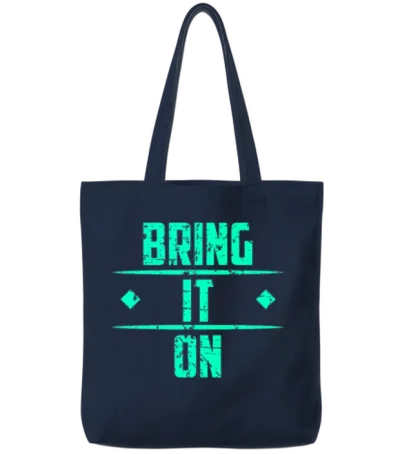 Bring It On! Fitness Workout Workout Pumps Motto Tote Bags - Navy