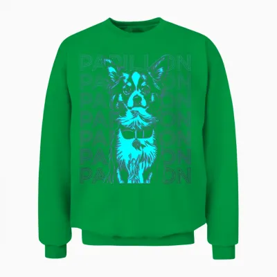 Papillon Dog Retro Unisex Sweatshirt - Irish Green