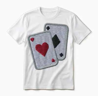 Playing Cards Embroidered Unisex T-Shirt - White
