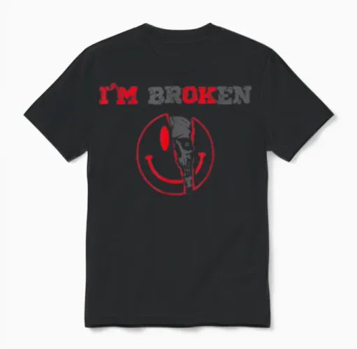 Confused Smile I'm Broken Invisible Illness I Am Ok Broken Unisex T-Shirt in Black