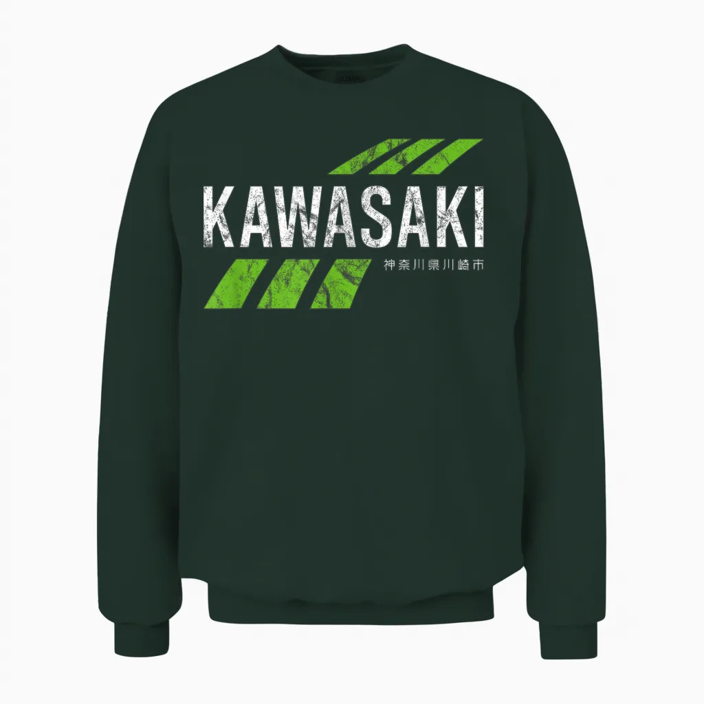 Retro Vintage Kawasaki Green City Men's Or Unisex Sweatshirt in Forest