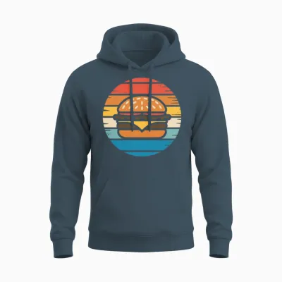 Retro Hamburger Sunset Unisex Hoodie - Dark Heather