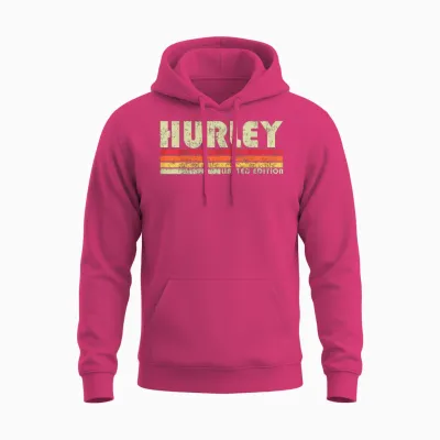 Retro Hurley Home State Cool 70s 80s Style Sunset Unisex Hoodie - Heliconia