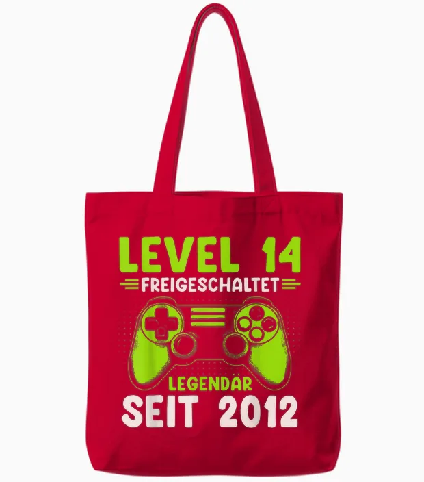 Level 14 Geburtstag Junge Gamer Mann Deko Jahrgang 2012 Tote Bags in Red