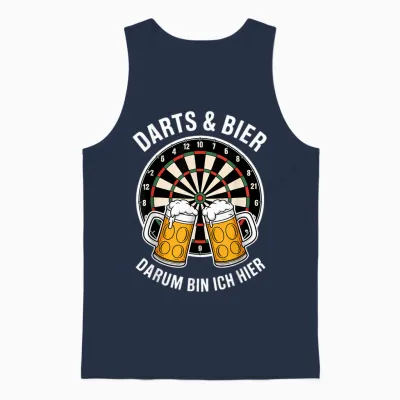 Darts Und Bier Darum Bin Ich Hier Funny Dart Unisex Tank Top - Navy