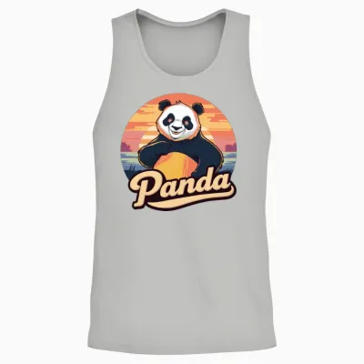 Funny Panda Retro Vintage Unisex Tank Top - Ash