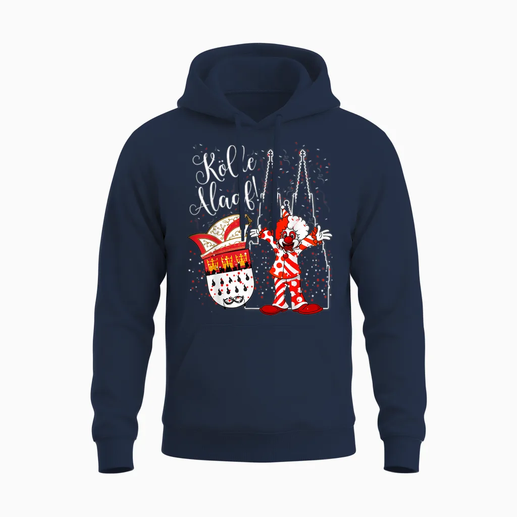 Cologne Cathedral Clown Cologne Alaaf Confetti Carnival Fashion Parade Unisex Hoodie in Navy