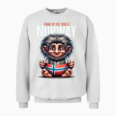 Norway Troll Flag Norway Outdoor Travel Scandinavia T-Shirt, Black Unisex Sweatshirt - White
