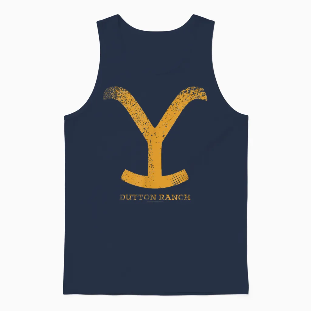 Yellowstone Dutton Ranch Gold Y Logo Unisex Tank Top in Navy