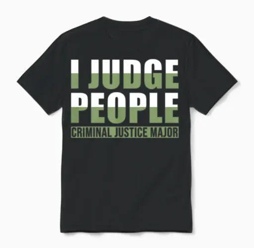 Criminal Justice Major Unisex T-Shirt in Black