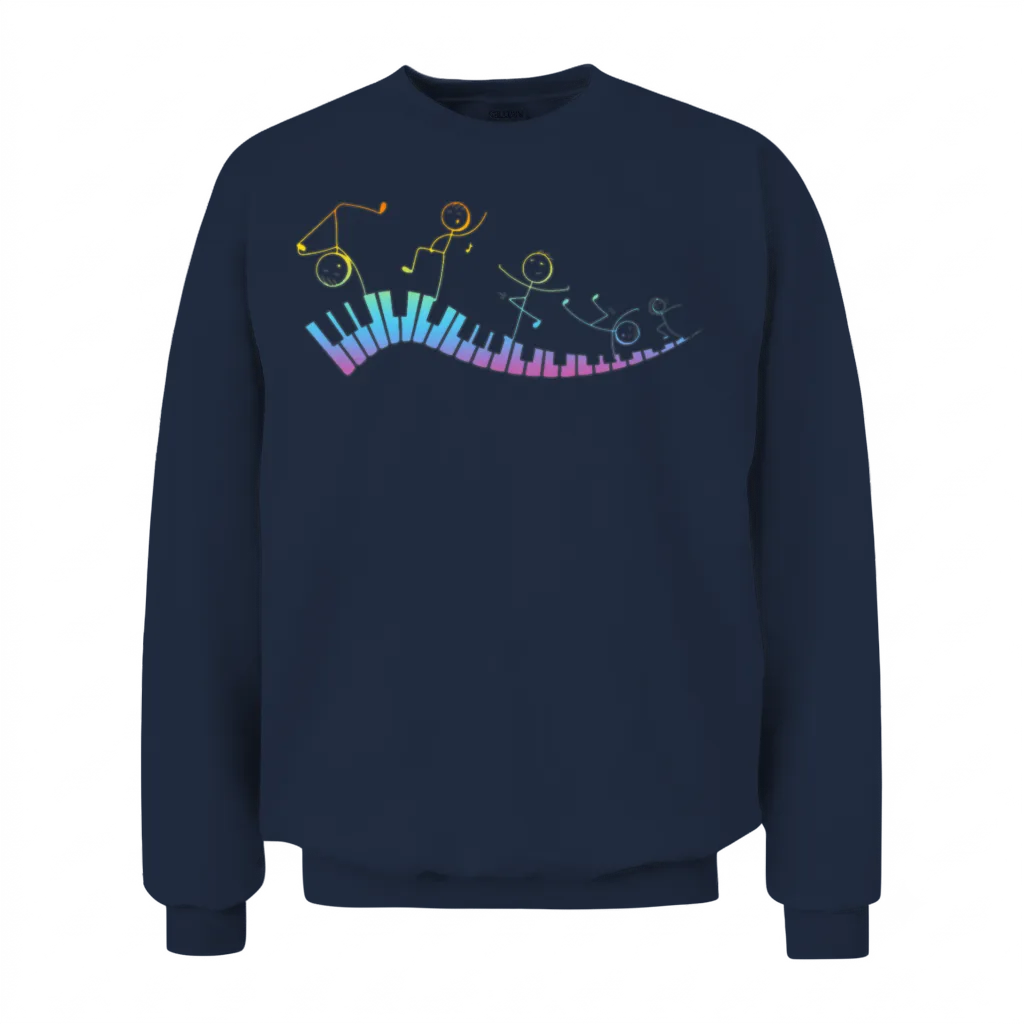 Piano Keyboard - Funny Piano Stick Figure Keyboard Unisex Sweatshirt - Navy