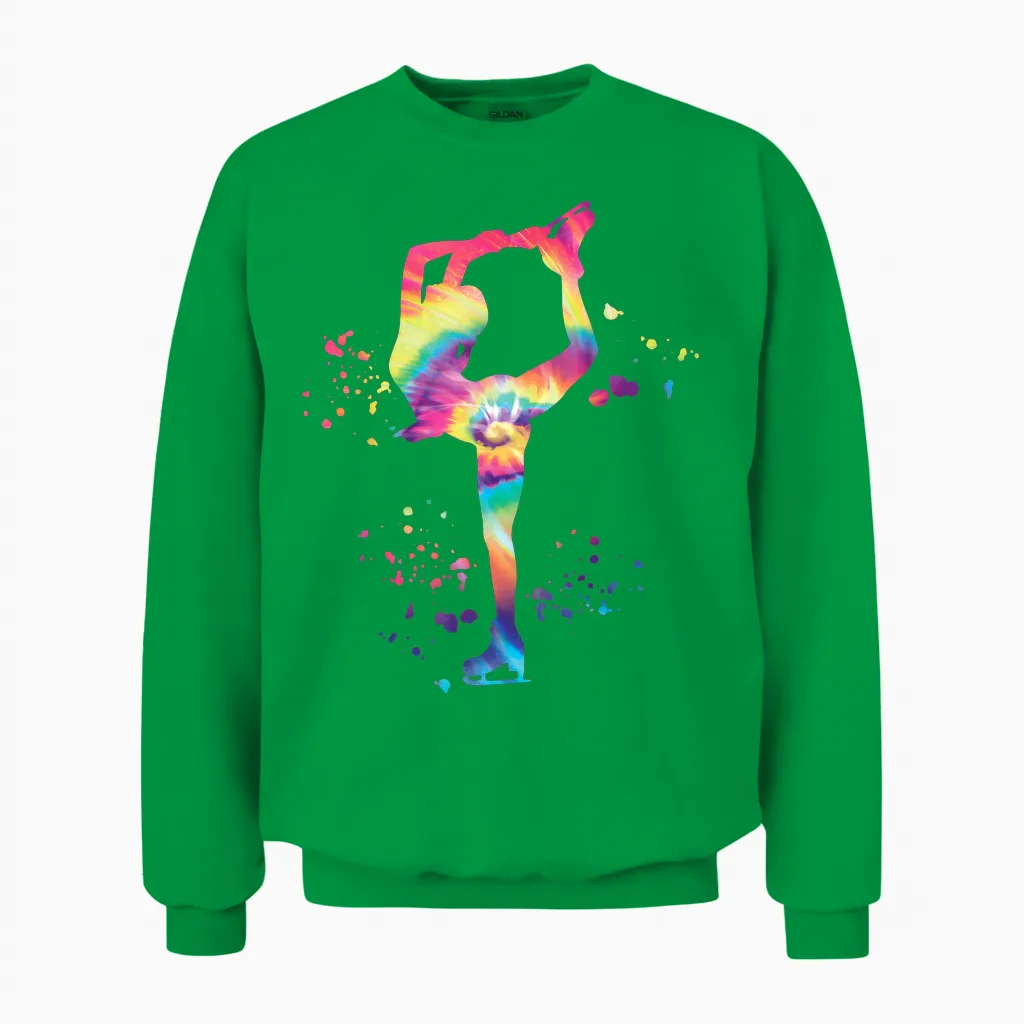 Figure Skating Figure Skating Colourful Girls Ice Skating Unisex Sweatshirt in Irish Green