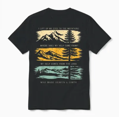 Ich Erhebe Meine Augen Zu Den Bergen Psalm 121 Christian Unisex T-Shirt - Black