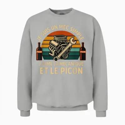 Picon Mécanique Apéro T-Shirt Idée Cadeau Mécanicien Homme Unisex Sweatshirt - Ash
