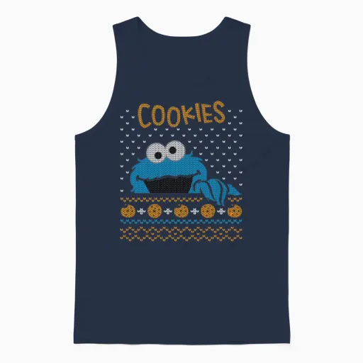 Sesame Street Cookie Monster Ugly Xmas Unisex Tank Top in Navy