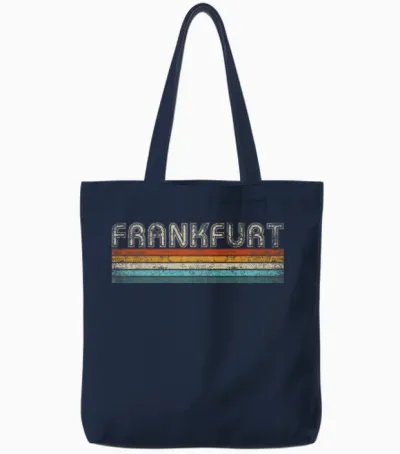 Frankfurt City Retro Design Tote Bags - Navy