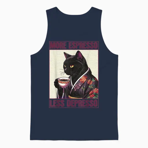 More Espresso Less Depresso T-Shirt Amusant Pour Adolescents, Hommes Et Femmes Unisex Tank Top - Navy