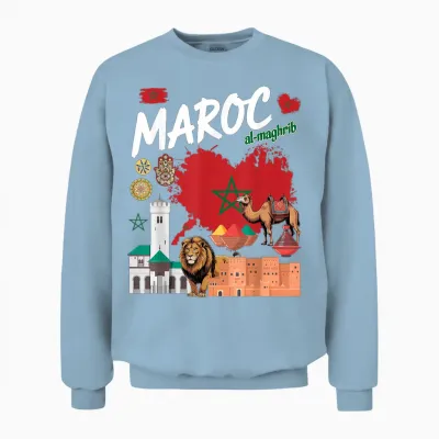 Marokkanische Flagge, Outfit, Idee Für Kinder, Marokkanische Kultur Unisex Sweatshirt - Light Blue