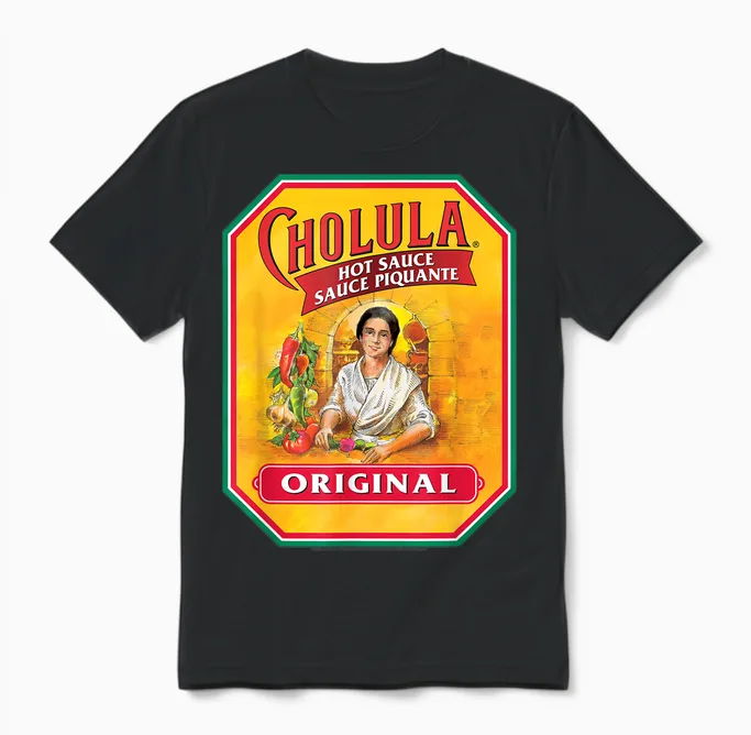 Cholula Hot Sauce Bottle Lable Casual Costume Foodies Unisex T-Shirt in Black