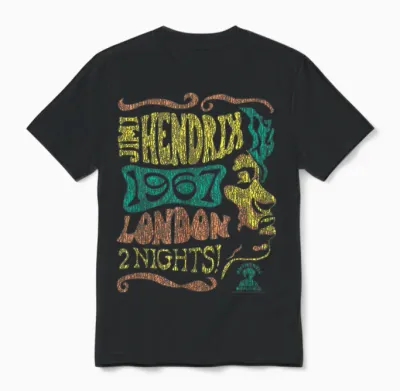 Jimi Hendrix 1967 London Concert Vintage Band Unisex T-Shirt - Black